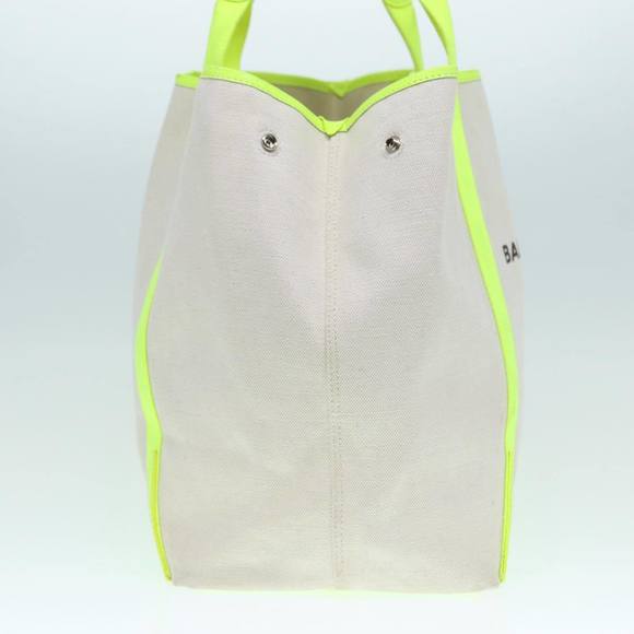 BALENCIAGA Navy Cabas M Hand Bag Canvas Leather White Yellow 339936 Auth yk14650 - Picture 5 of 16